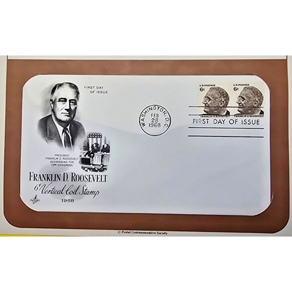 US FDC Franklin D. Roosevelt 6¢ Vertical Coil Stamp Addressing The 73rd Congress - Picture 2 of 3
